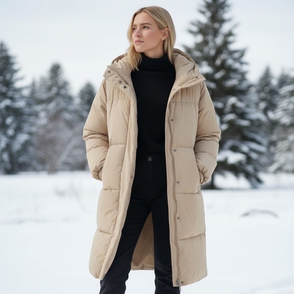 NWT Neutral Oversized Hooded Long Puffer Jacket Warm Winter Snow Coat Plus Sz 1X - Picture 9 of 9